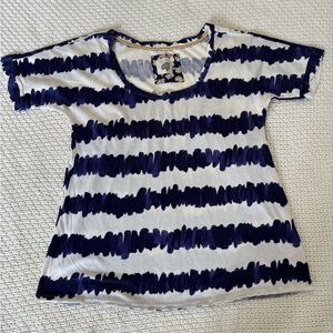 Anthropologie Striped Navy and White Women's Top, Size XS